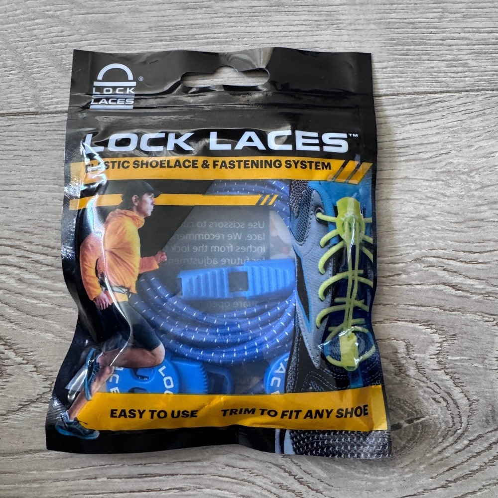 Lock Laces Royal Blue Elastic No Tie Shoelaces Fastening System Reflective NIP